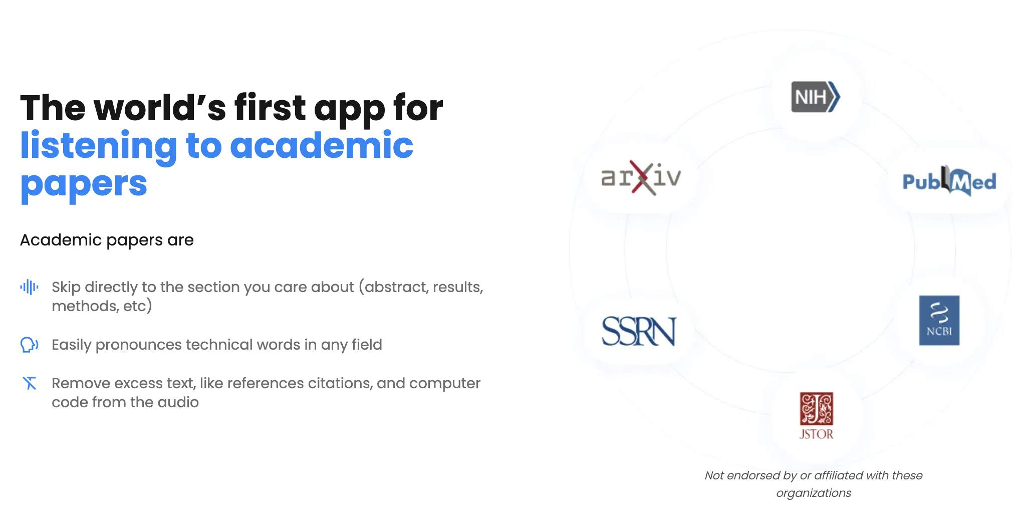 the world's first app for listening to academic papers